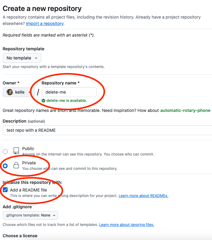 New GitHub repository setup screenshot